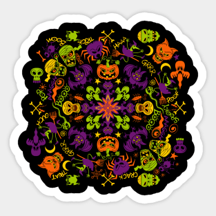 Spooky Halloween monsters for a mandala Sticker